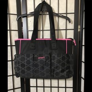 Carter Baby Diaper Bag 3 Front & 2 Side & 1 Large Back Pockets. Blk/Pink/Gray